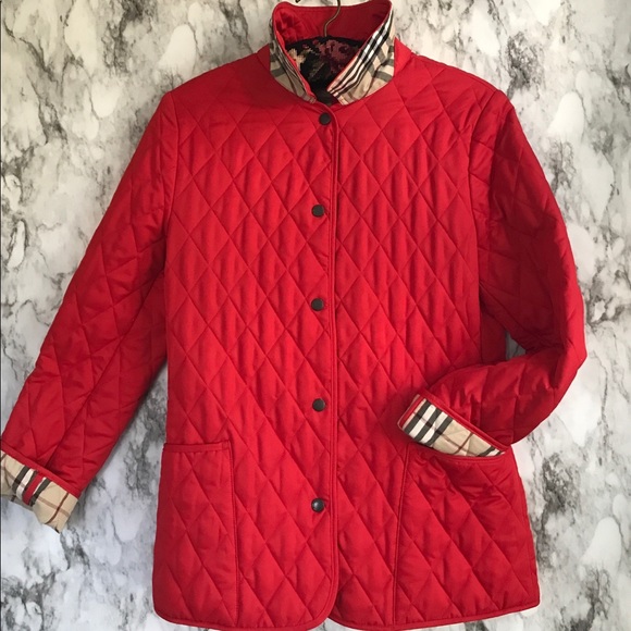 burberry red quilted coat